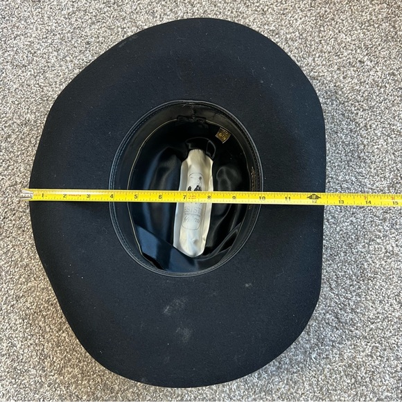 Resistol Black XX Wool Black Cowboy Western Hat Made in USA, 55, 6 7/8 - Picture 7 of 10